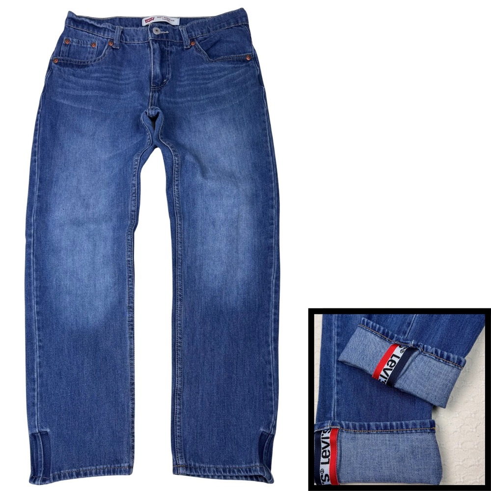 Levi's 502 Jeans Boys Regular Tapered Fit Logo Pockets Medium Wash 16R Blue Y2K‎